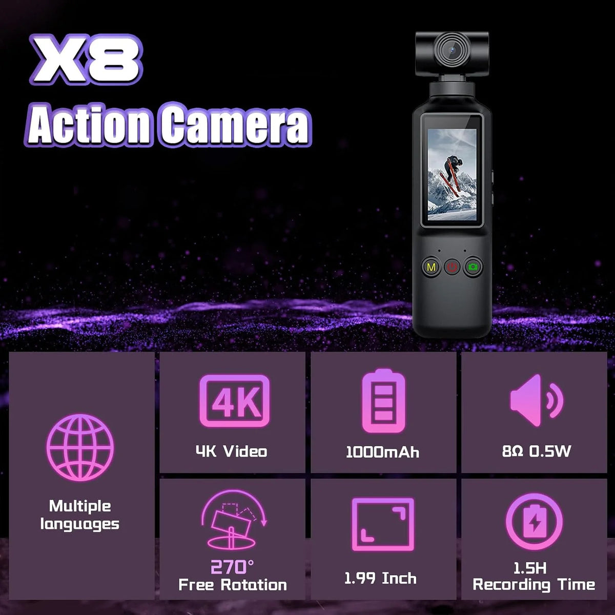 X8 PRESTIGE | 4K Vlogging Camera, WiFi Pocket Edition with Rotatable Lens