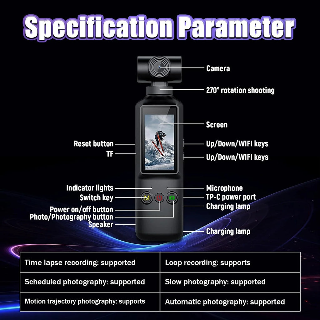X8 PRESTIGE | 4K Vlogging Camera, WiFi Pocket Edition with Rotatable Lens